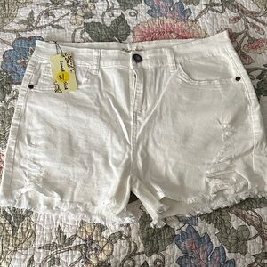 Classic White Distressed Jean Shorts